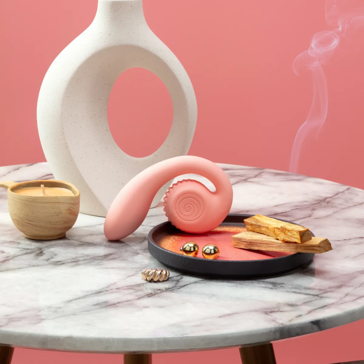 Pink Snail Gizi on a tabletop in an official SVibe photograph