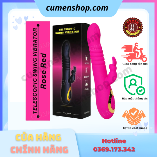 Dương vật giả Boqi Telescopic Swing G Spot Rabbit 18 mode chính hãng