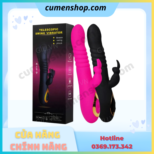 Dương vật giả Boqi Telescopic Swing G Spot Rabbit 18 mode chính hãng