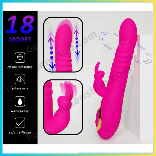 Dương vật giả Boqi Telescopic Swing G Spot Rabbit 18 mode chính hãng